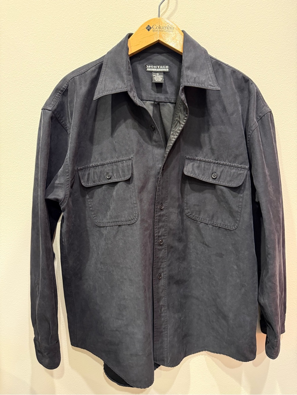 Men's Long-Sleeve Washed Black Button-Down Work-shirt